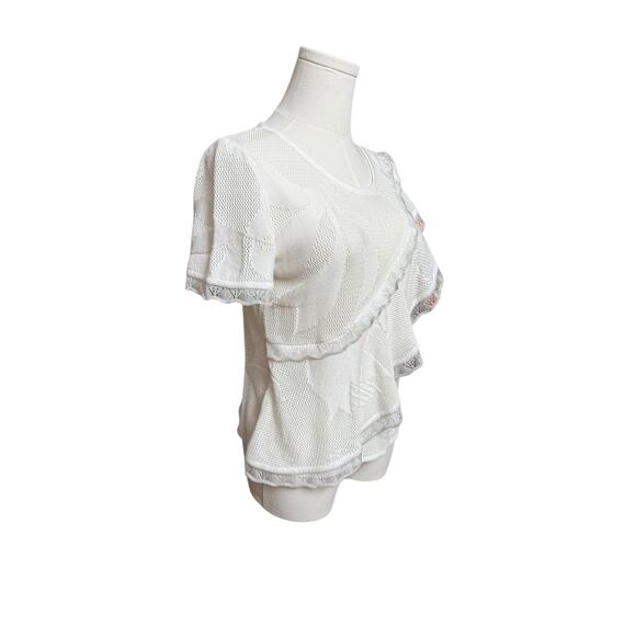 Les Friday Top Vail Sweater Texture Knit Asymetrical Ruffled on the Side Size S - Picture 7 of 11